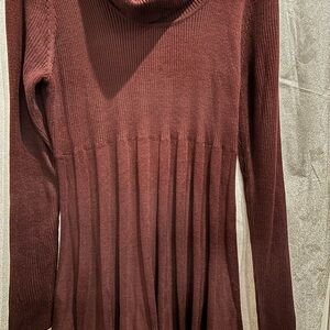 Calvin Klein Brown Cowl Neck Dress with Fine Knit